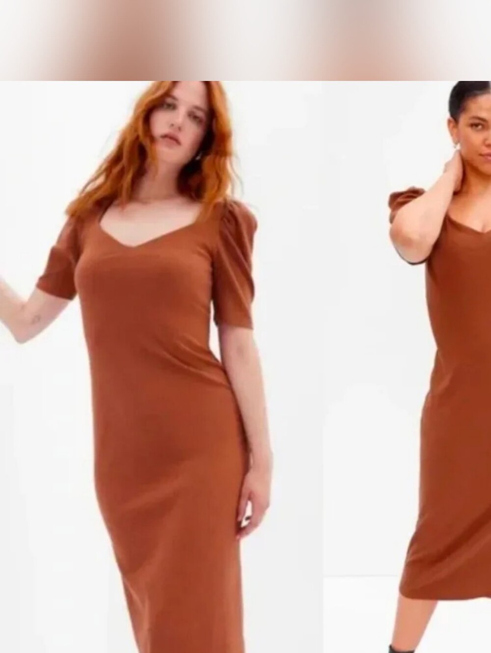 Gap Puff Sleeve Sweetheart Midi Dress